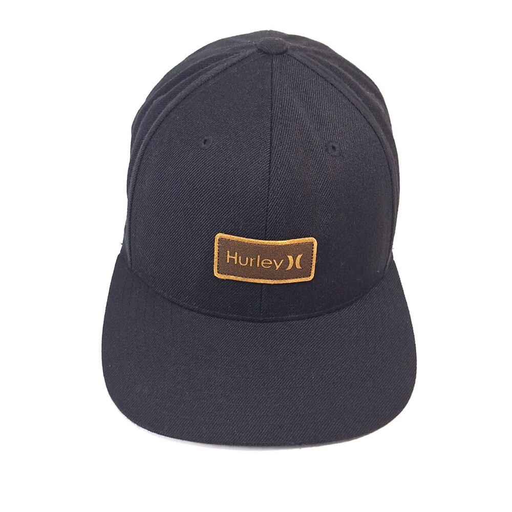 Hurley Men's Hat Flat Bill Wool Blend Snapback Cap The Classics Yupoong Black